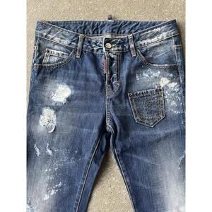 DSQUARED 2 Cool Girl Jeans Women’s Size 38 6 Pockets Distressed Paint Splatter
